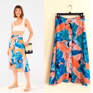 Farm Rio Anthropologie toucano tropical skirt NWT